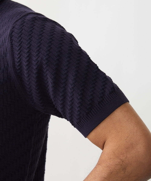 MICHEL KLEIN HOMME (ミッシェルクランオム)の「半袖ニットポロシャツ(ポロシャツ・メンズ・ホワイト/ネイビー・MEDIUM/LARGE/X-LARGE)」の3枚目の写真