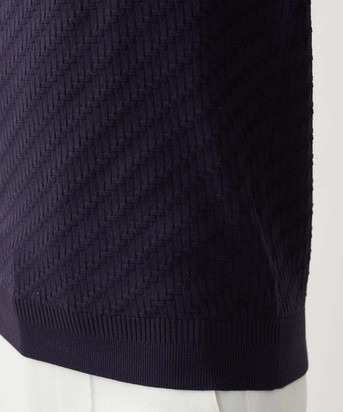 MICHEL KLEIN HOMME (ミッシェルクランオム)の「半袖ニットポロシャツ(ポロシャツ・メンズ・ホワイト/ネイビー・MEDIUM/LARGE/X-LARGE)」の4枚目の写真