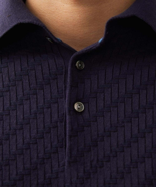 MICHEL KLEIN HOMME (ミッシェルクランオム)の「半袖ニットポロシャツ(ポロシャツ・メンズ・ホワイト/ネイビー・MEDIUM/LARGE/X-LARGE)」の5枚目の写真