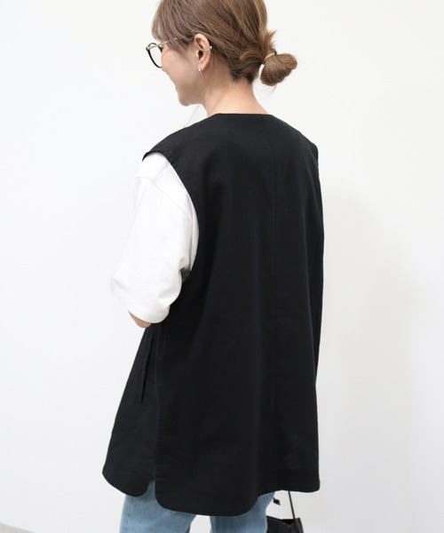 AMERICAN HOLIC(アメリカンホリック)の「リネンブレンドジレベスト(ベスト・レディース・ベージュ系その他/ブラック・M/L)」の5枚目の写真