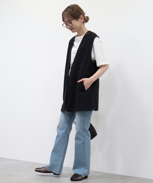 AMERICAN HOLIC(アメリカンホリック)の「リネンブレンドジレベスト(ベスト・レディース・ベージュ系その他/ブラック・M/L)」の6枚目の写真