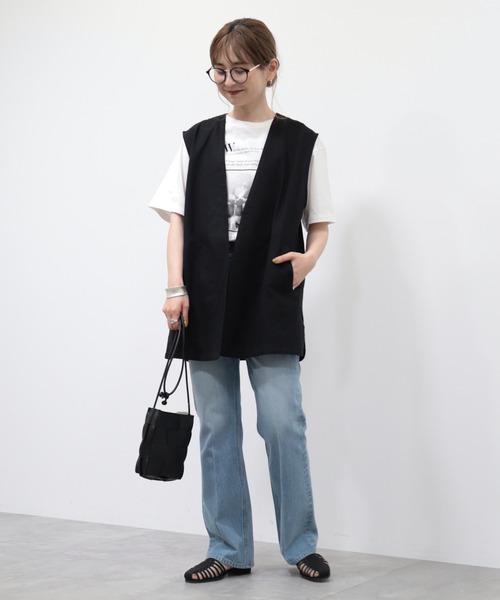 AMERICAN HOLIC(アメリカンホリック)の「リネンブレンドジレベスト(ベスト・レディース・ベージュ系その他/ブラック・M/L)」の8枚目の写真