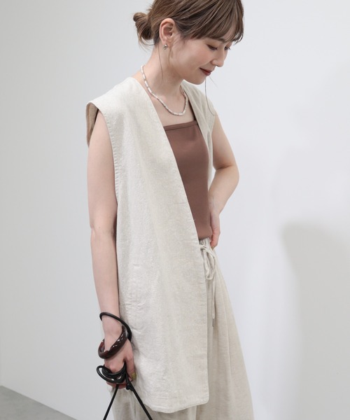 AMERICAN HOLIC(アメリカンホリック)の「リネンブレンドジレベスト(ベスト・レディース・ベージュ系その他/ブラック・M/L)」の12枚目の写真