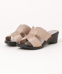 【made in Japan】軽量メタリッククロスベルトウエッジソールサンダル