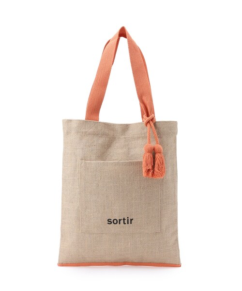 SHOO・LA・RUE(シューラルー)の「◆タテナガジュートトートバッグ(トートバッグ・レディース・ブラック/ブルーグリーン/オレンジ・00)」の1枚目の写真