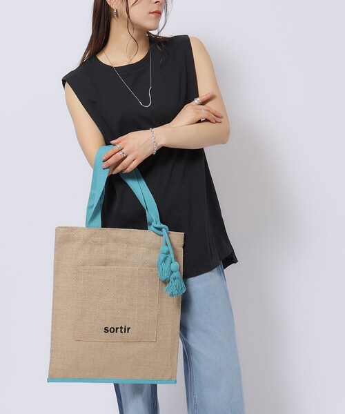 SHOO・LA・RUE(シューラルー)の「◆タテナガジュートトートバッグ(トートバッグ・レディース・ブラック/ブルーグリーン/オレンジ・00)」の15枚目の写真