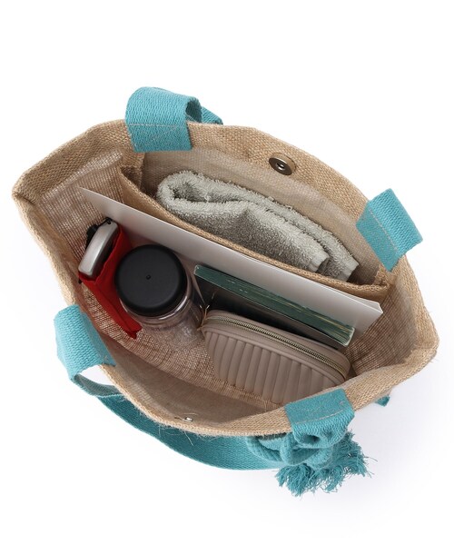 SHOO・LA・RUE(シューラルー)の「◆タテナガジュートトートバッグ(トートバッグ・レディース・ブラック/ブルーグリーン/オレンジ・00)」の5枚目の写真