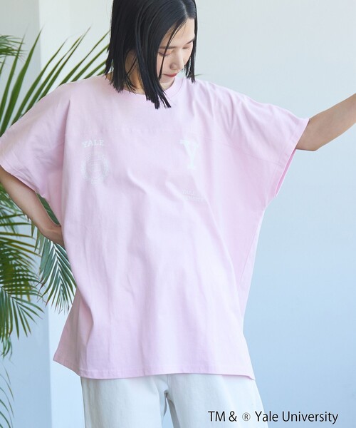 coen(コーエン)の「YALE別注ロゴプリントビッグフットボールTシャツ(Tシャツ/カットソー・レディース・オフホワイト/ライトブルー/ライトピンク/ダークグレー・FREE)」の4枚目の写真