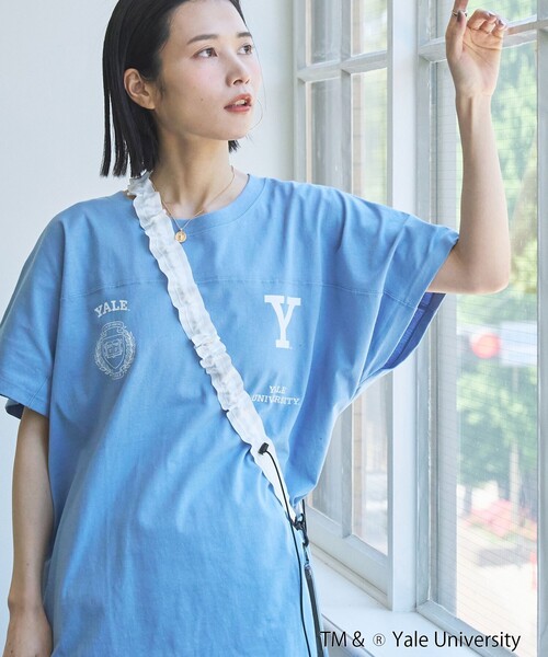 coen(コーエン)の「YALE別注ロゴプリントビッグフットボールTシャツ(Tシャツ/カットソー・レディース・オフホワイト/ライトブルー/ライトピンク/ダークグレー・FREE)」の3枚目の写真