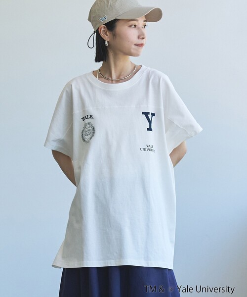 coen(コーエン)の「YALE別注ロゴプリントビッグフットボールTシャツ(Tシャツ/カットソー・レディース・オフホワイト/ライトブルー/ライトピンク/ダークグレー・FREE)」の8枚目の写真
