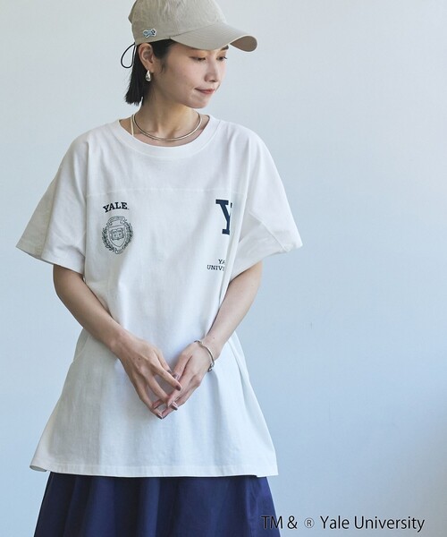 coen(コーエン)の「YALE別注ロゴプリントビッグフットボールTシャツ(Tシャツ/カットソー・レディース・オフホワイト/ライトブルー/ライトピンク/ダークグレー・FREE)」の13枚目の写真
