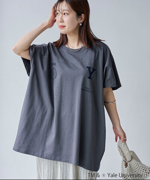 coen(コーエン)の「YALE別注ロゴプリントビッグフットボールTシャツ(Tシャツ/カットソー・レディース・オフホワイト/ライトブルー/ライトピンク/ダークグレー・FREE)」の19枚目の写真