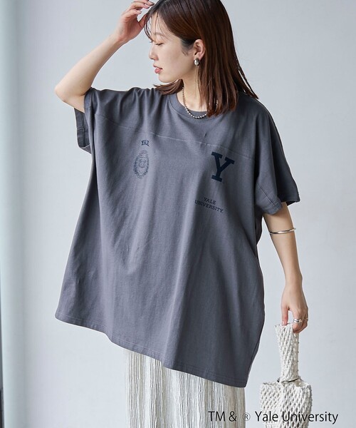 coen(コーエン)の「YALE別注ロゴプリントビッグフットボールTシャツ(Tシャツ/カットソー・レディース・オフホワイト/ライトブルー/ライトピンク/ダークグレー・FREE)」の22枚目の写真