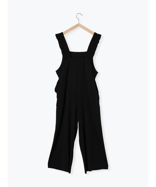 Samansa Mos2 blue（サマンサモスモスブルー）の「肩フリルサロペット（サロペット/オーバーオール・レディース・ライトベージュ/ブラック/チャコールグレー・F）」の12枚目の写真