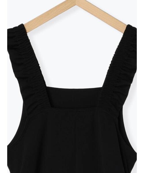 Samansa Mos2 blue（サマンサモスモスブルー）の「肩フリルサロペット（サロペット/オーバーオール・レディース・ライトベージュ/ブラック/チャコールグレー・F）」の8枚目の写真