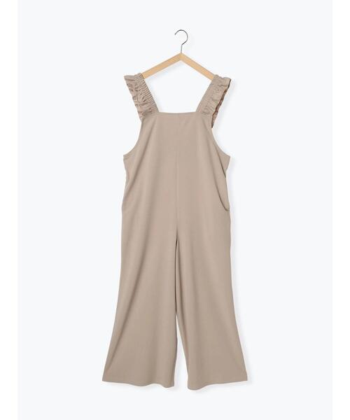 Samansa Mos2 blue（サマンサモスモスブルー）の「肩フリルサロペット（サロペット/オーバーオール・レディース・ライトベージュ/ブラック/チャコールグレー・F）」の5枚目の写真