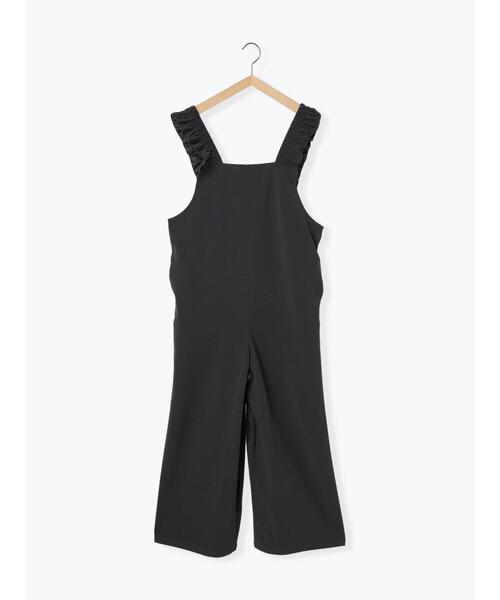 Samansa Mos2 blue（サマンサモスモスブルー）の「肩フリルサロペット（サロペット/オーバーオール・レディース・ライトベージュ/ブラック/チャコールグレー・F）」の4枚目の写真