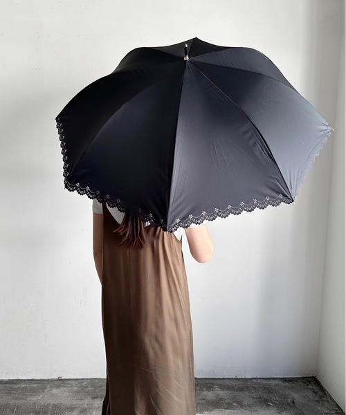 COMMON WARE（コモンウェアー）の「NT:58cm UVフラワーヒートカット　UV日傘（長傘・レディース・ベージュ/ブラック・FREE）」の7枚目の写真