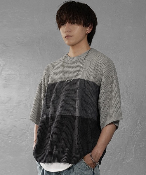 セール】【MinoriTY】グラデーションサマーニット メンズ Tシャツ 半袖