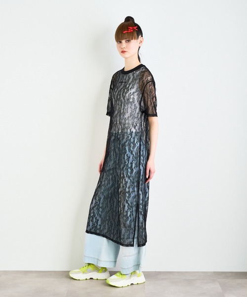 ANNA SUI NYC（アナ スイ エヌ ワイ シー）の「ANNA SUI NYC ボタニカルモチーフレースロングドレス（ワンピース・レディース・ブラック/ホワイト/パープル・FREE）」の8枚目の写真