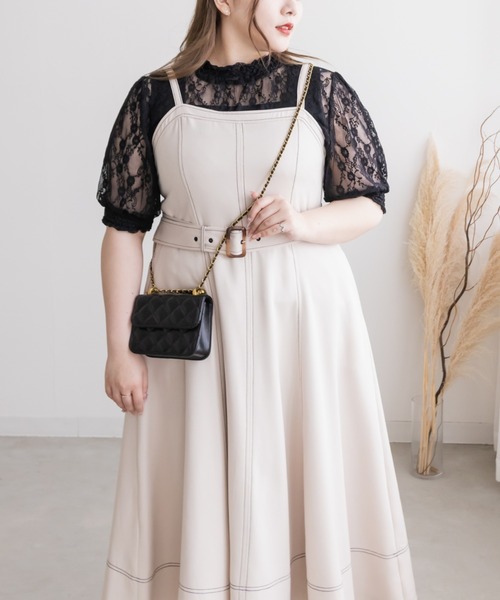 CLETTE（クレット）の「クロスフラワーレースプルオーバー（Tシャツ/カットソー・レディース・ブラック/アイボリー・4L/LL/3L）」の9枚目の写真