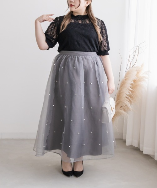 CLETTE（クレット）の「クロスフラワーレースプルオーバー（Tシャツ/カットソー・レディース・ブラック/アイボリー・4L/LL/3L）」の10枚目の写真