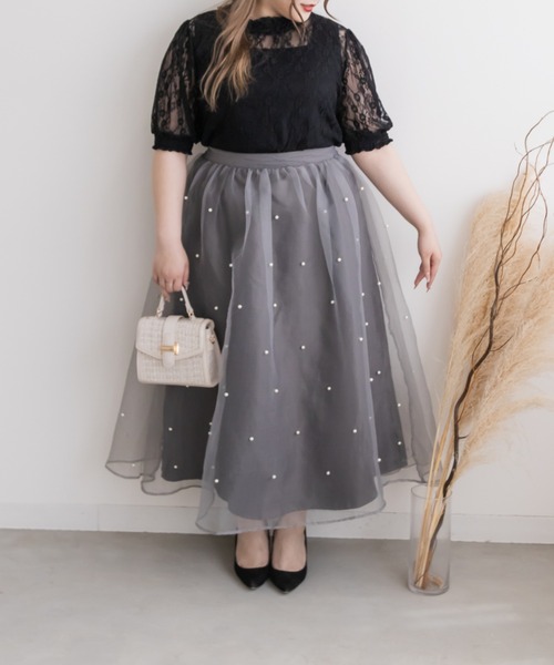CLETTE（クレット）の「クロスフラワーレースプルオーバー（Tシャツ/カットソー・レディース・ブラック/アイボリー・4L/LL/3L）」の11枚目の写真