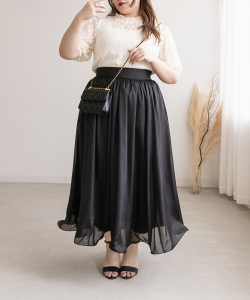 CLETTE（クレット）の「クロスフラワーレースプルオーバー（Tシャツ/カットソー・レディース・ブラック/アイボリー・4L/LL/3L）」の21枚目の写真