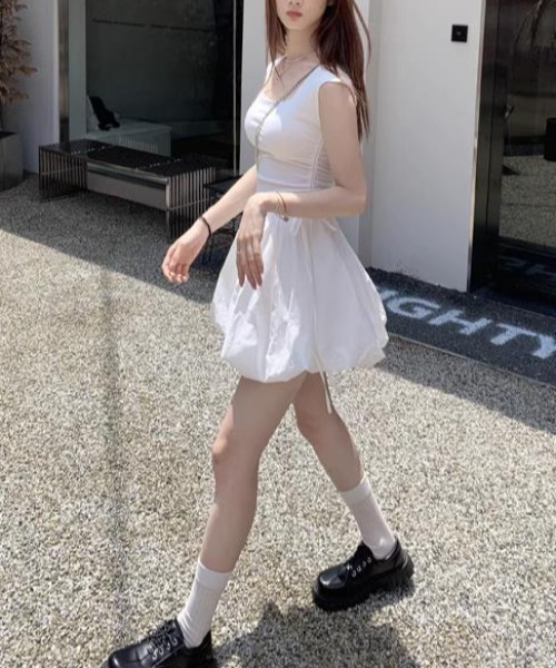 韓国　KASHIKO ホワイト ワンピース　バルーンスカート O1CN01071MtO1RNqgik8A1E__24985