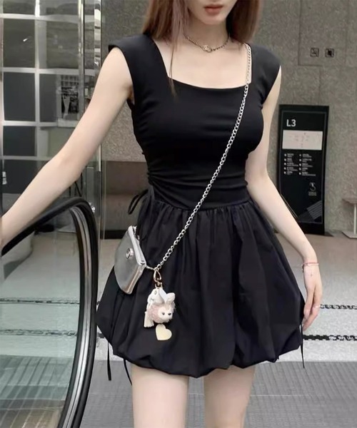 ENLIKE（エンリケ）の「ミニバルーンワンピ（ワンピース・レディース・ホワイト/ブラック・S/M）」の2枚目の写真