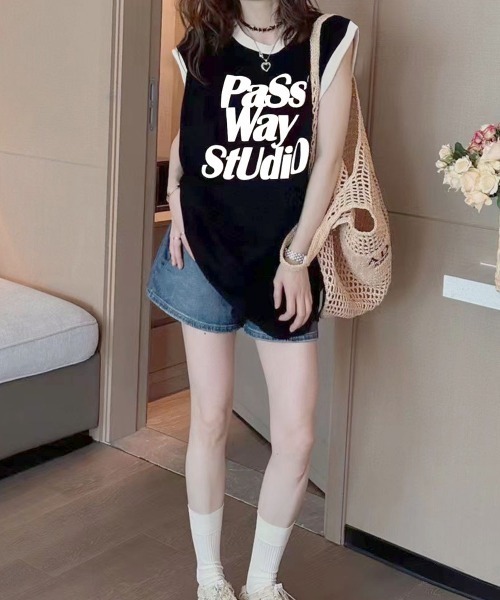 PRIVATE BEACH(プライベートビーチ)の「ロゴプリントノースリーブTシャツミニワンピース(ワンピース・レディース・ブラック/ホワイト/レッド・S/M/L)」の8枚目の写真