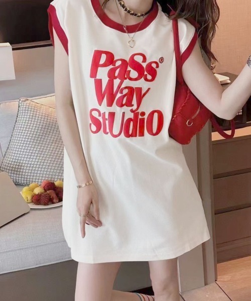 Private Beach ロゴプリントノースリーブTシャツミニワンピース セール】ロゴプリントノースリーブTシャツミニワンピース