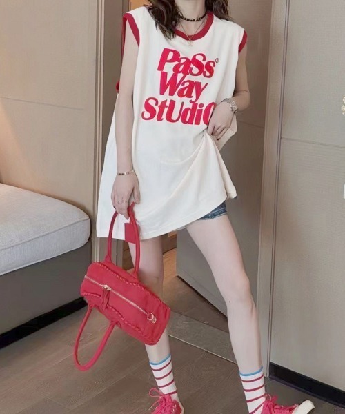 Private Beach ロゴプリントノースリーブTシャツミニワンピース セール】ロゴプリントノースリーブTシャツミニワンピース
