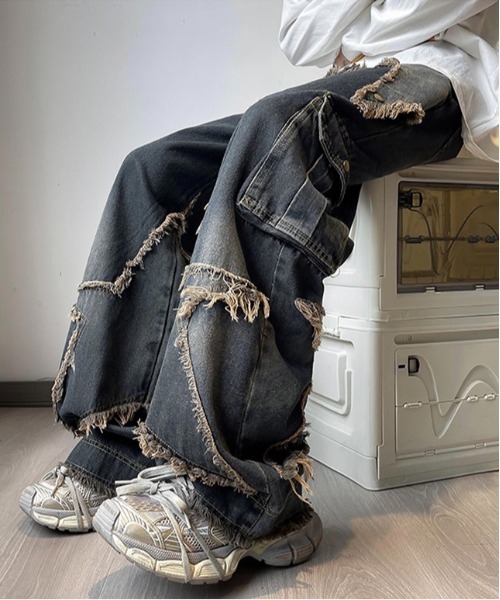 .KOM（ドットコム）の「『.KOM/ドットケーオーエム』スターフリンジデニムカーゴパンツ【Y】【CN】（デニムパンツ・メンズ・ブルー・M）」の2枚目の写真