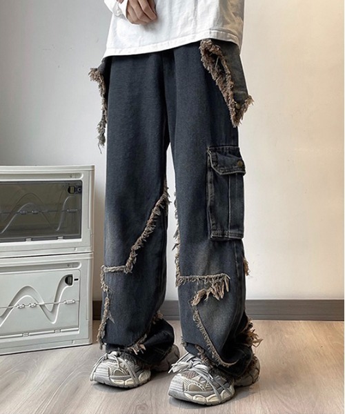 .KOM（ドットコム）の「『.KOM/ドットケーオーエム』スターフリンジデニムカーゴパンツ【Y】【CN】（デニムパンツ・メンズ・ブルー・M）」の5枚目の写真