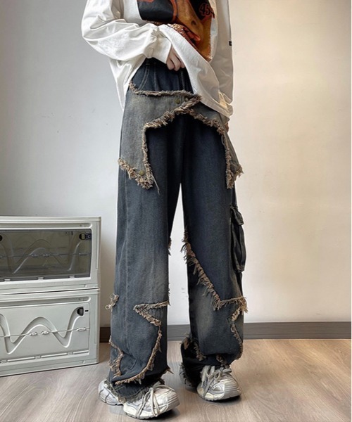 .KOM（ドットコム）の「『.KOM/ドットケーオーエム』スターフリンジデニムカーゴパンツ【Y】【CN】（デニムパンツ・メンズ・ブルー・M）」の6枚目の写真