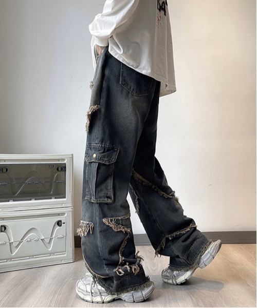 .KOM（ドットコム）の「『.KOM/ドットケーオーエム』スターフリンジデニムカーゴパンツ【Y】【CN】（デニムパンツ・メンズ・ブルー・M）」の8枚目の写真