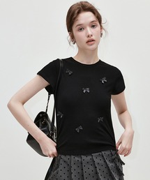 Fano Studios（ファノ ストゥディオズ）の「ラウンドネック　ドットリボンTシャツ　FX24S195【Fano Studios】（Tシャツ/カットソー）」