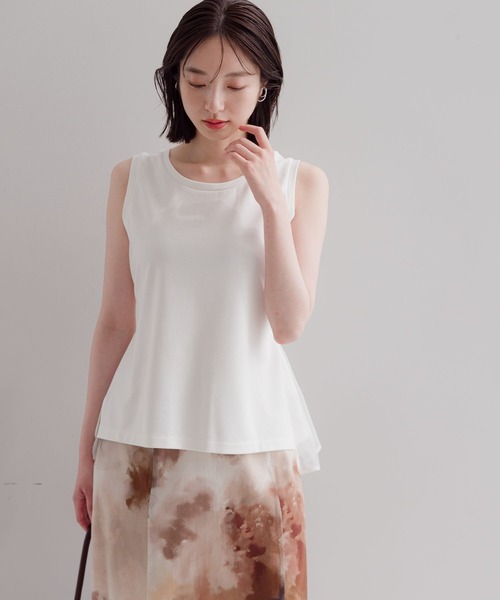 Andemiu(アンデミュウ)の「2WAYベルトツキノースリーブカットソー136108(Tシャツ/カットソー・レディース・オレンジ/ブラック/オフホワイト・FREE)」の2枚目の写真