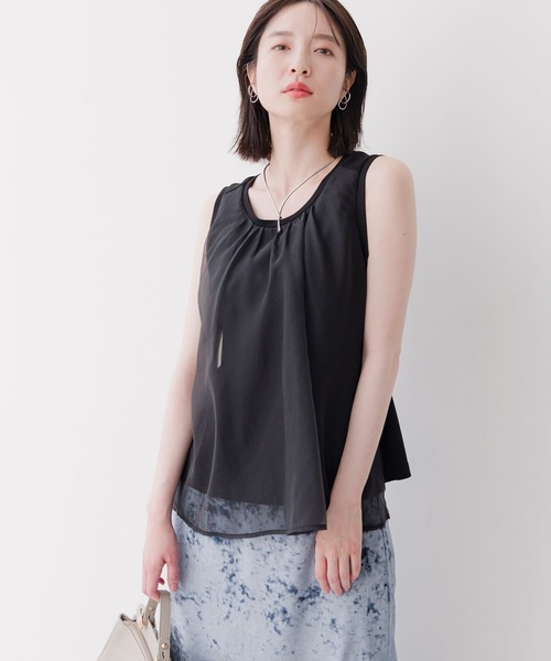 Andemiu(アンデミュウ)の「2WAYベルトツキノースリーブカットソー136108(Tシャツ/カットソー・レディース・オレンジ/ブラック/オフホワイト・FREE)」の3枚目の写真