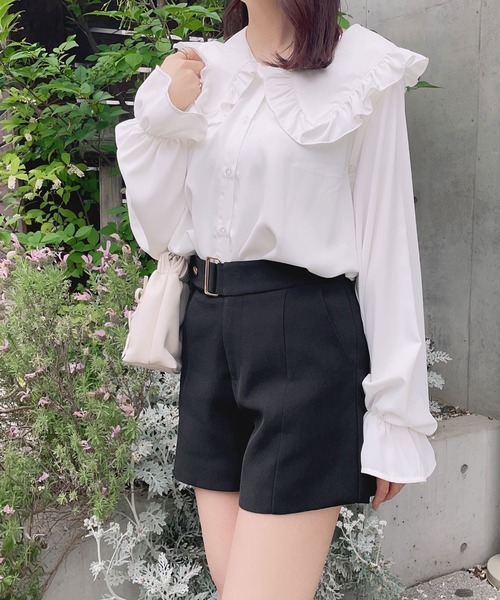 Newlyme(ニューリーミー)の「ハイウエストベルトショートパンツ(その他パンツ・レディース・ホワイト/グレー/ブラック・MEDIUM/LARGE/LL/3L)」の12枚目の写真