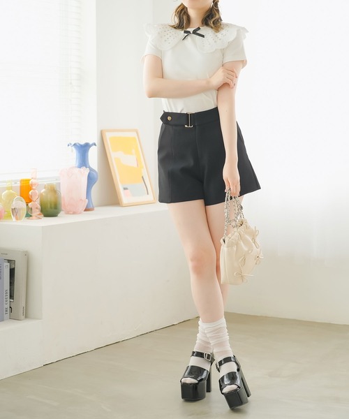 Newlyme(ニューリーミー)の「ハイウエストベルトショートパンツ(その他パンツ・レディース・ホワイト/グレー/ブラック・MEDIUM/LARGE/LL/3L)」の10枚目の写真