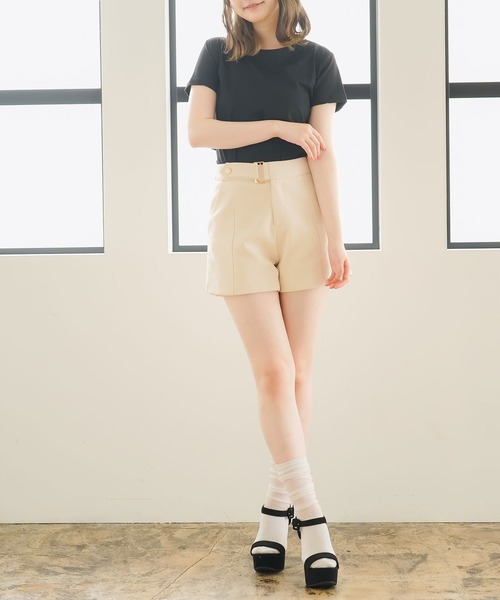 Newlyme(ニューリーミー)の「ハイウエストベルトショートパンツ(その他パンツ・レディース・ホワイト/グレー/ブラック・MEDIUM/LARGE/LL/3L)」の7枚目の写真