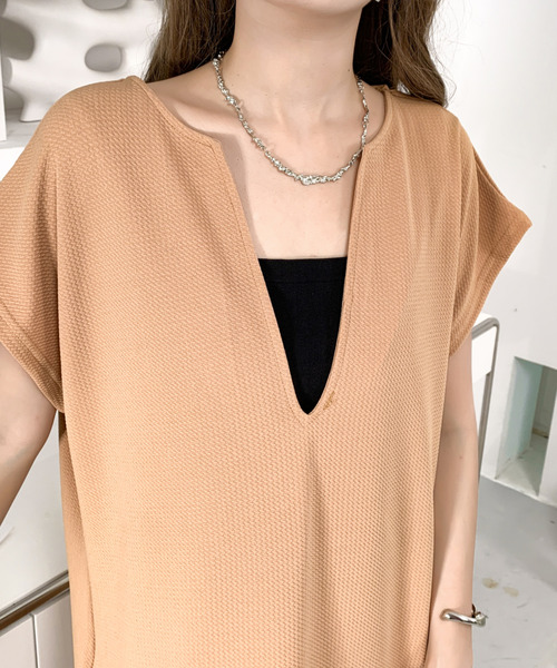 BANNER SELECT（バナーセレクト）の「キーネックフレンチスリーブオーバーサイズワンピース（ワンピース・レディース・モカ/ブラック・M/L）」の11枚目の写真