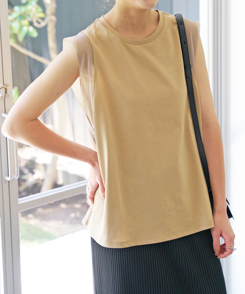 Spick & Span(スピックアンドスパン)の「オーガンジーコンビプルオーバー(Tシャツ/カットソー・レディース・ブラック/ベージュ/ホワイト・FREE)」の3枚目の写真