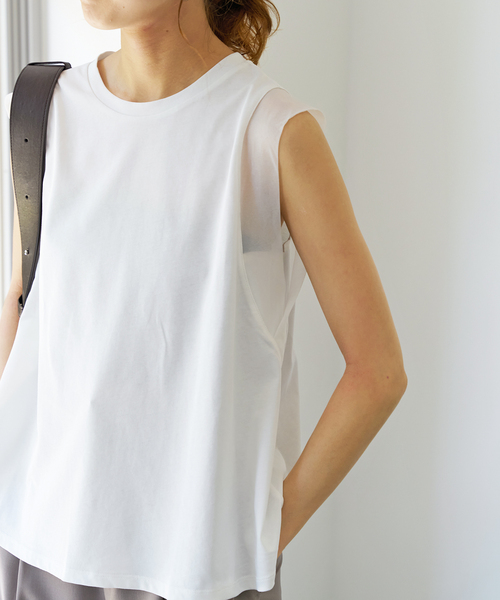 Spick & Span(スピックアンドスパン)の「オーガンジーコンビプルオーバー(Tシャツ/カットソー・レディース・ブラック/ベージュ/ホワイト・FREE)」の1枚目の写真