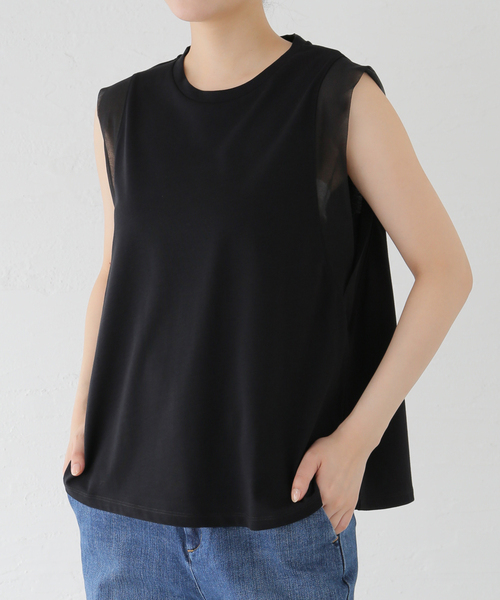 Spick & Span(スピックアンドスパン)の「オーガンジーコンビプルオーバー(Tシャツ/カットソー・レディース・ブラック/ベージュ/ホワイト・FREE)」の6枚目の写真