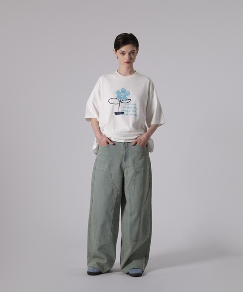ONCILY(オンシェリー)の「FLOWER LOGO T-SHIRT / フラワーロゴTシャツ(Tシャツ/カットソー・メンズ・ブラック/ネイビー/オフホワイト・SMALL/LARGE/MEDIUM)」の6枚目の写真