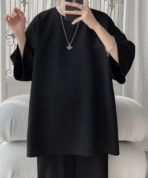 AsaAura(アサオーラ)の「ふくれ幾何学 クルーネック半袖 Tシャツ(Tシャツ/カットソー・メンズ・グレー/ベージュ/ブラック/ホワイト・M/L)」の18枚目の写真