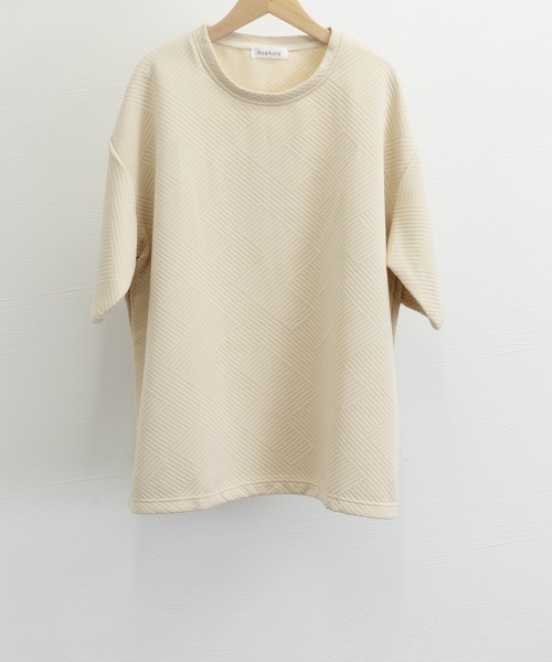 AsaAura(アサオーラ)の「ふくれ幾何学 クルーネック半袖 Tシャツ(Tシャツ/カットソー・メンズ・グレー/ベージュ/ブラック/ホワイト・M/L)」の7枚目の写真